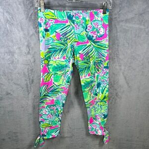 Lilly Pulitzer‎ Tie Hem Leggings Floral Print Cotton Blend